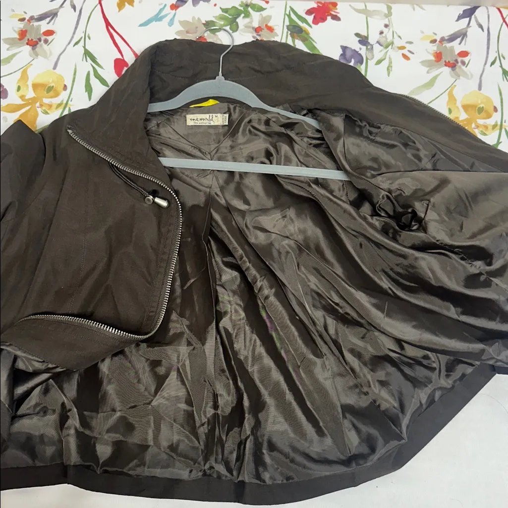 ONE WORLD Chocolate Brown Zip-Up Jacket - Image 10
