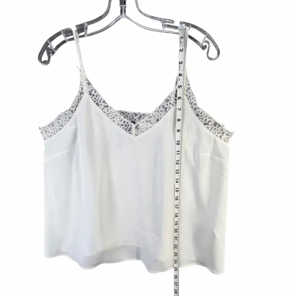 Halogen Lace Trim Cami Top Womens L White Lace Trim Feminine Flirty Coquette - Image 7