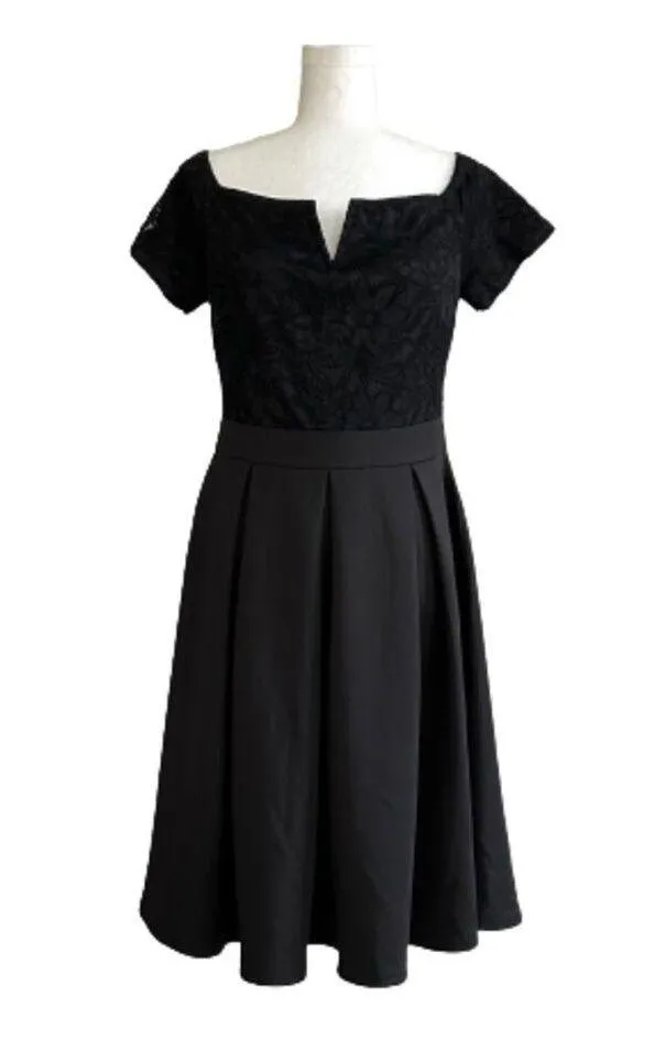 Miusol Dress Black Lace Short Sleeve Fit Flare Elegant Cocktail Dress Medium NEW - Image 12