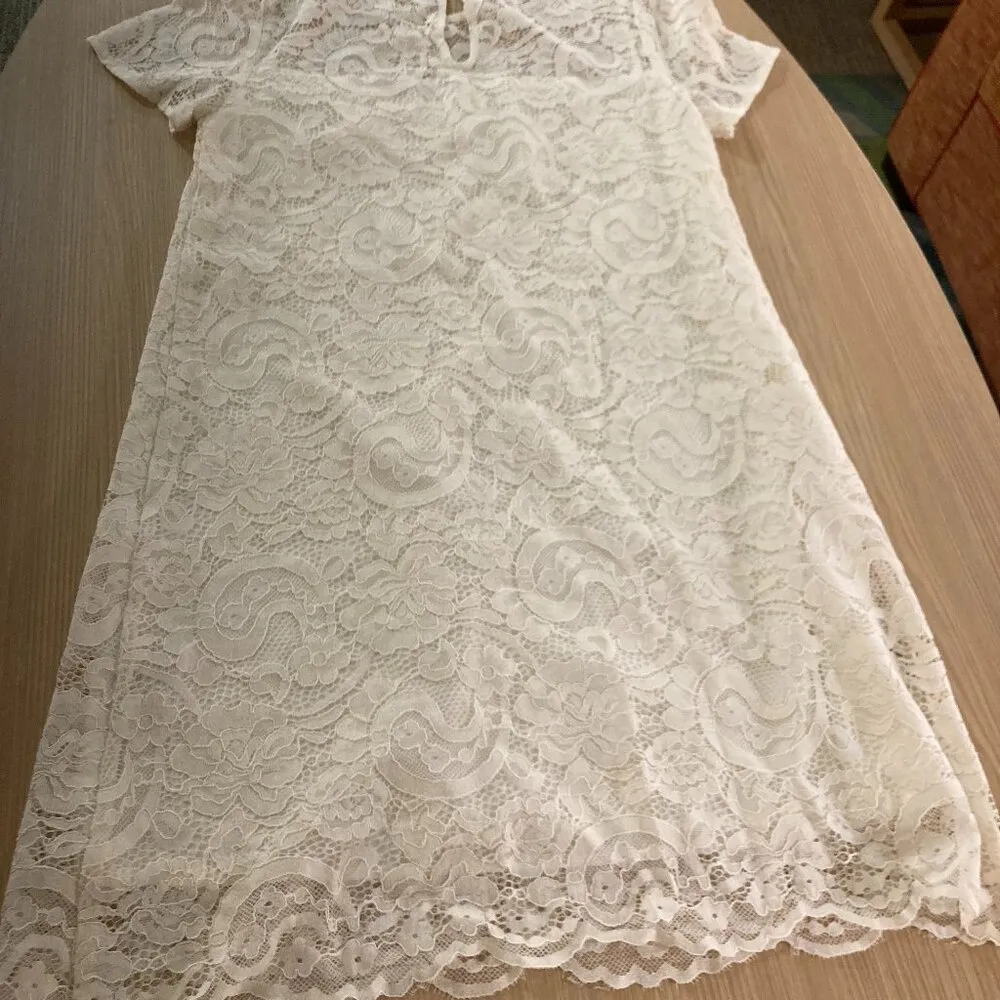 Cupcakes and Cashmere Shea Dress Small Ivory White Lace Short Sleeve Midi NWT - Image 3