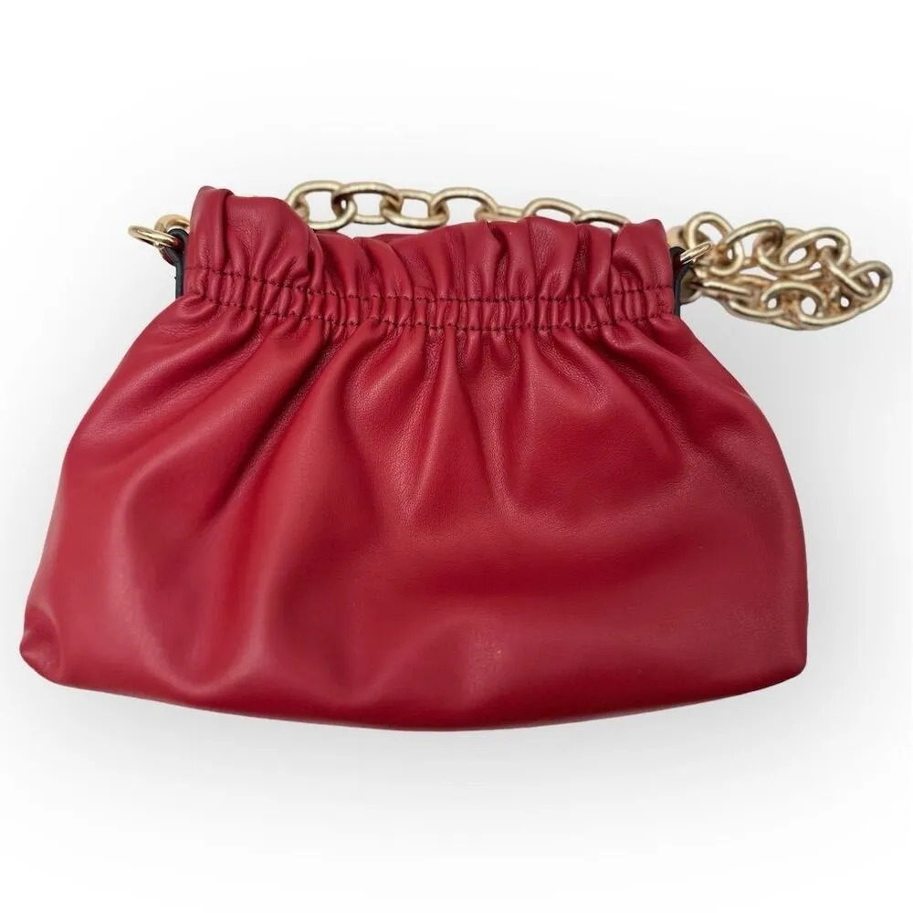 Rachel Zoe Dahlia Red Clutch Shoulder Handbag w/ Gold Chain Handbag - Image 3