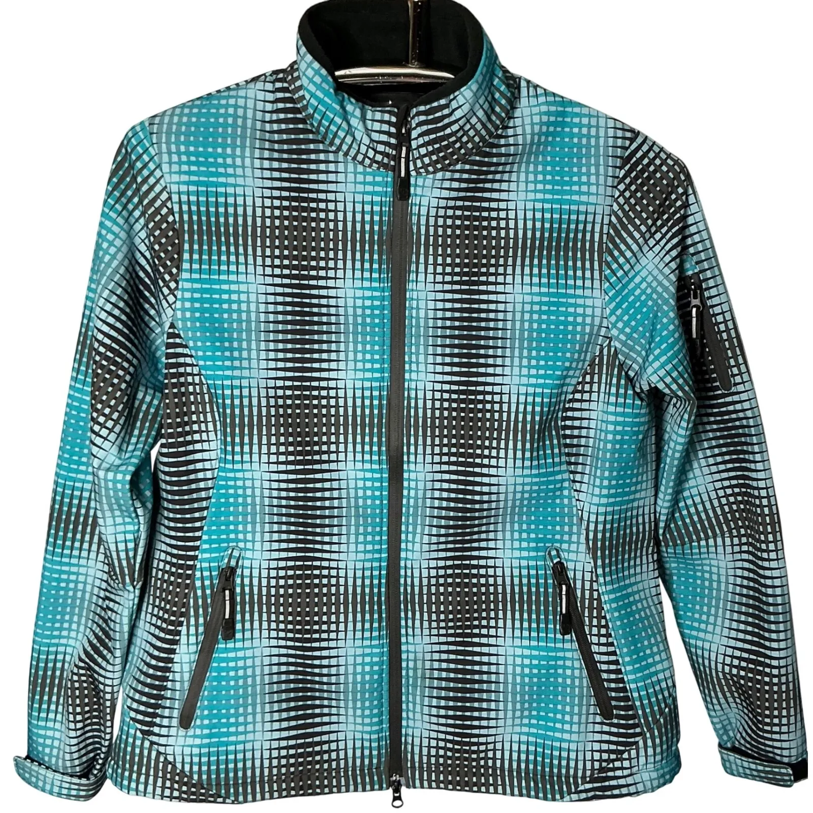 Roper Women's Softshell Jacket Blue Plaid Zip Front Western Outdoor Coat XL‎ - Image 2