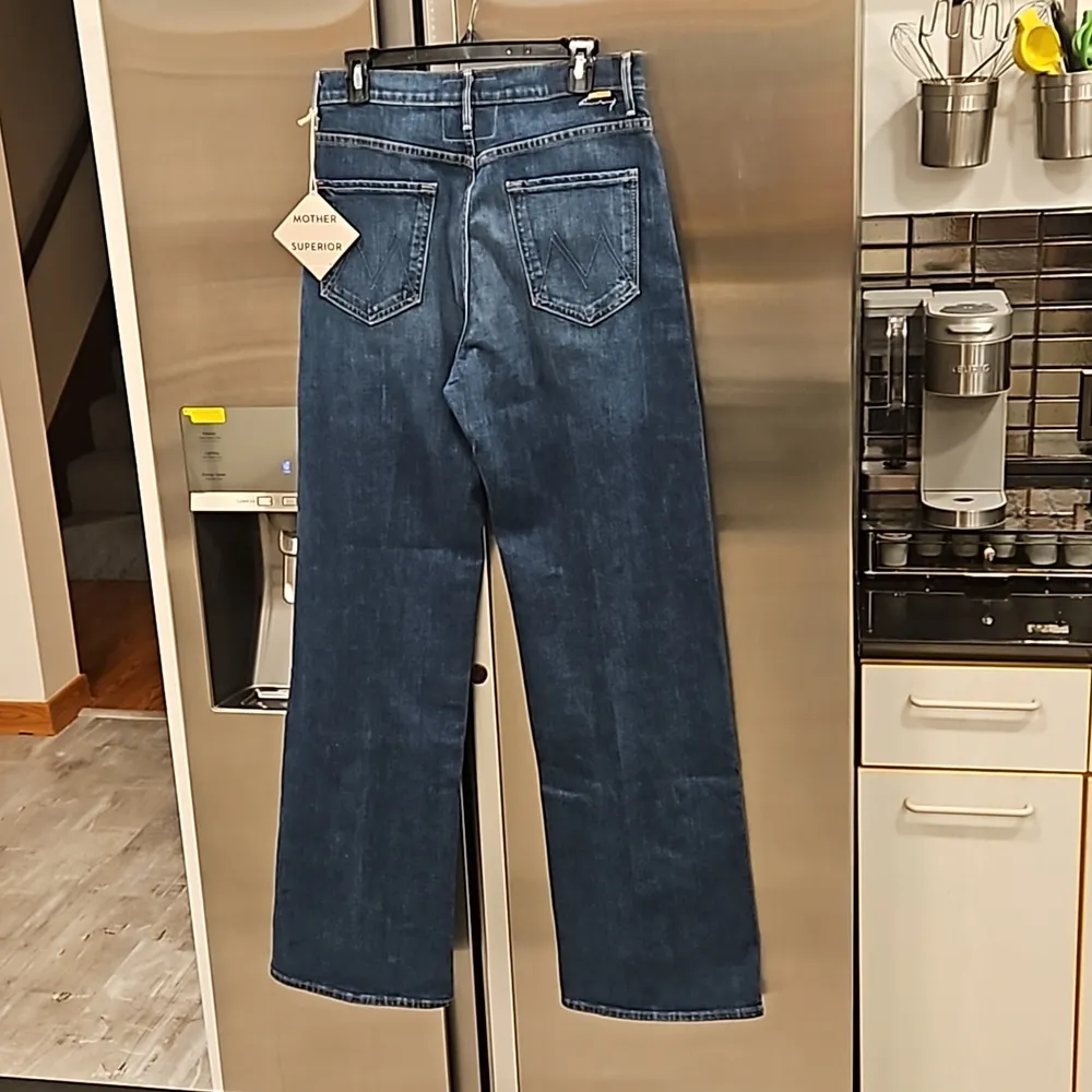 đź’•MOTHER SUPERIORđź’• The Lasso Heel Jeans ~ Let's Wine About It 32 NWT Blue - Image 12