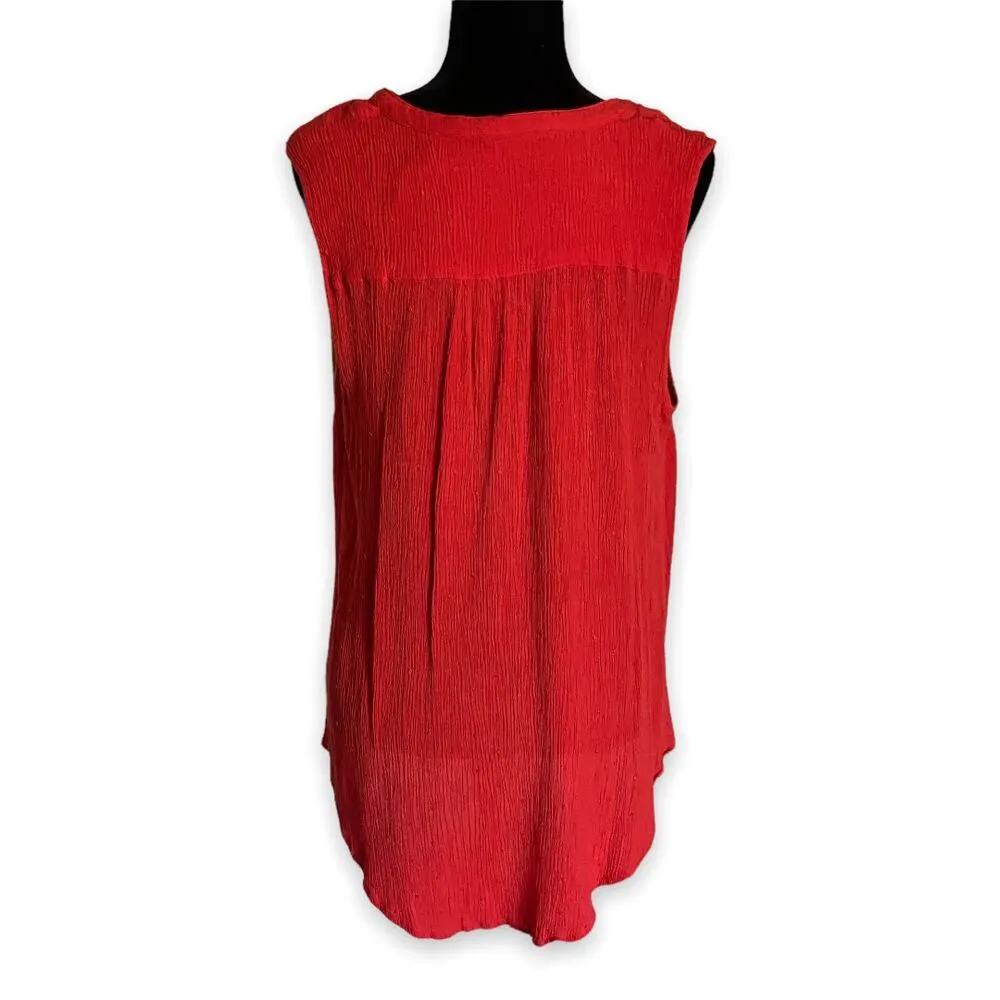 Torrid Womens Tank Top Sz 1 1X 14 16 Harper Blood Orange Swiss Dot Tunic Crinkle - Image 5