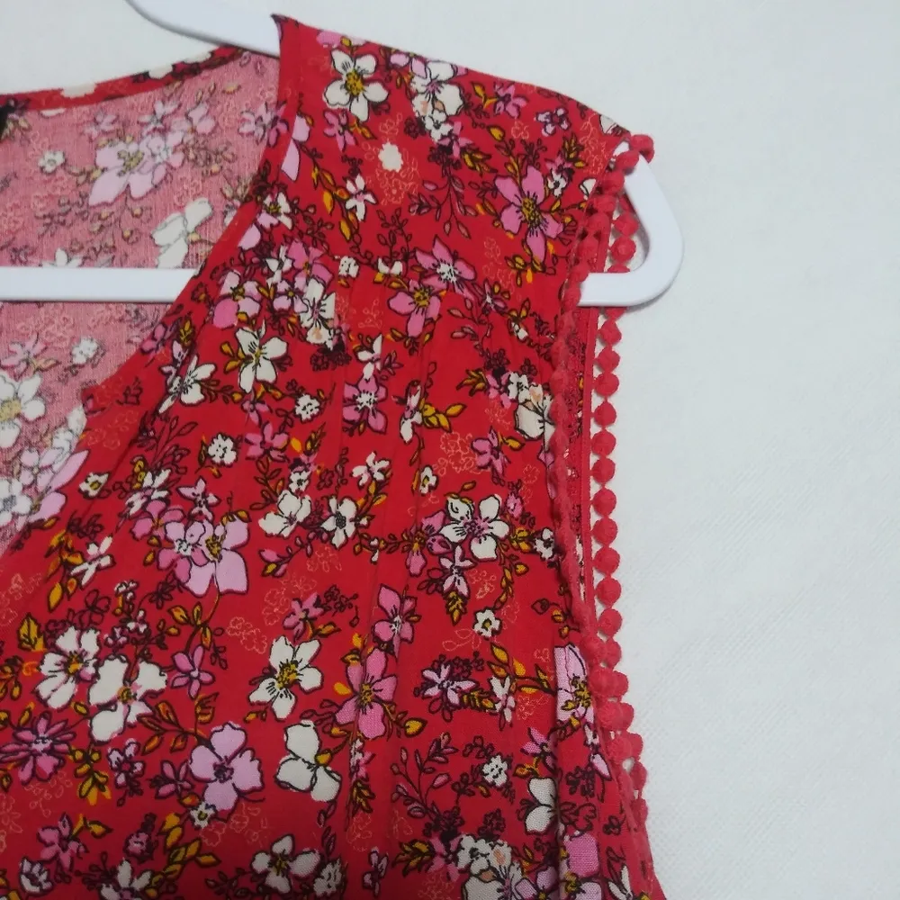 As U Wish Red Floral Babydoll Sleeveless Dress Size XL - Image 4