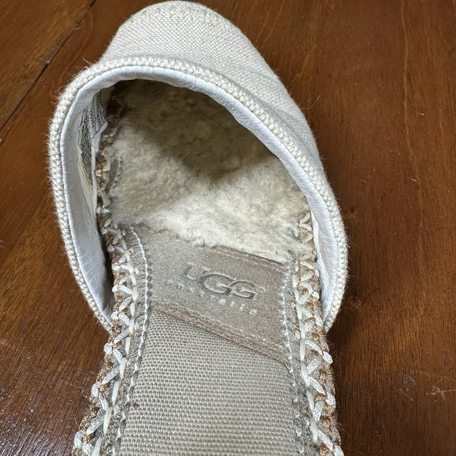 Ugg Palma Ivory Espadrille Wedge Mules Womens 8 SN 1653 Sandals Clogs Shearling - Image 5