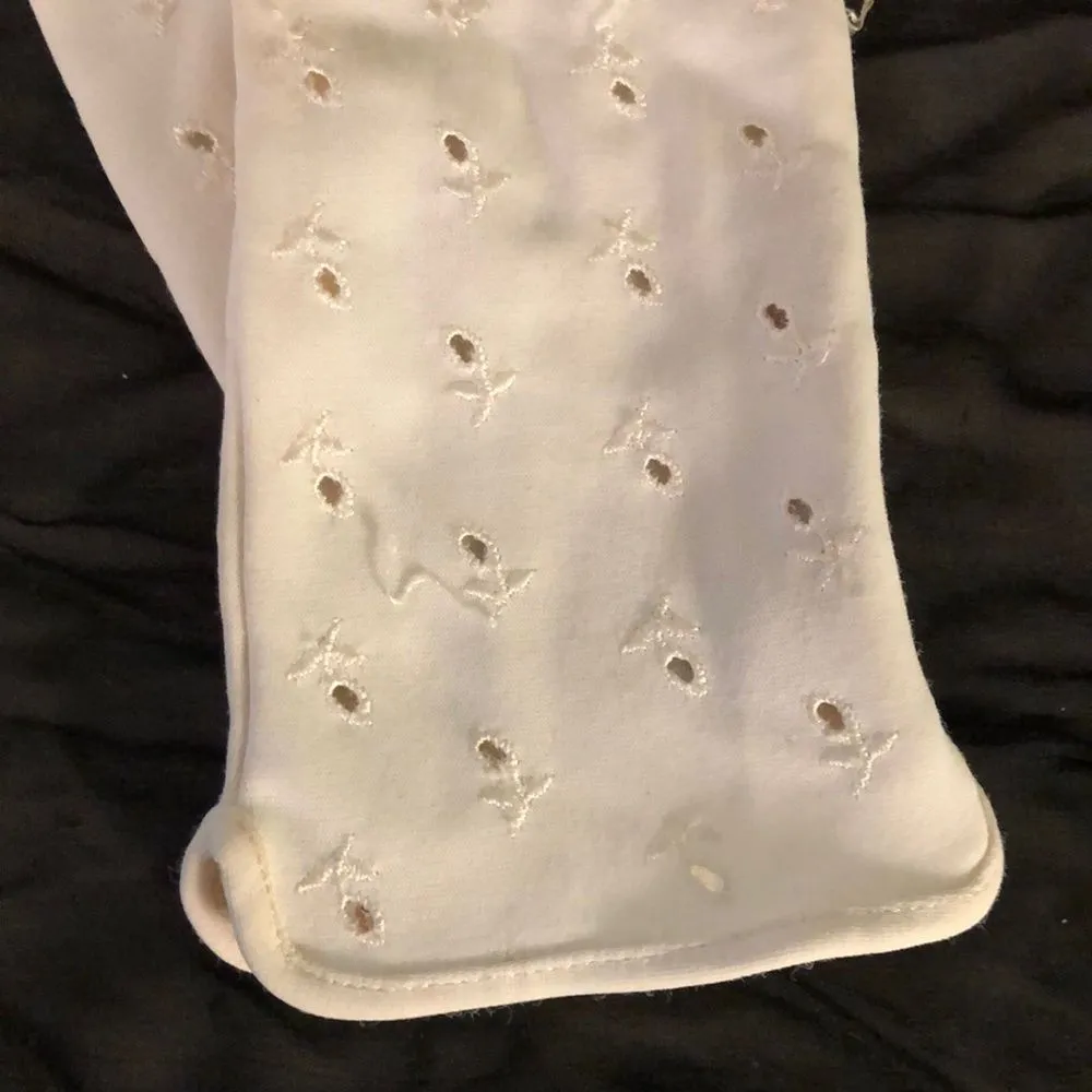 Vintage Off White Ladies Gloves Floral Embroidery - Image 6