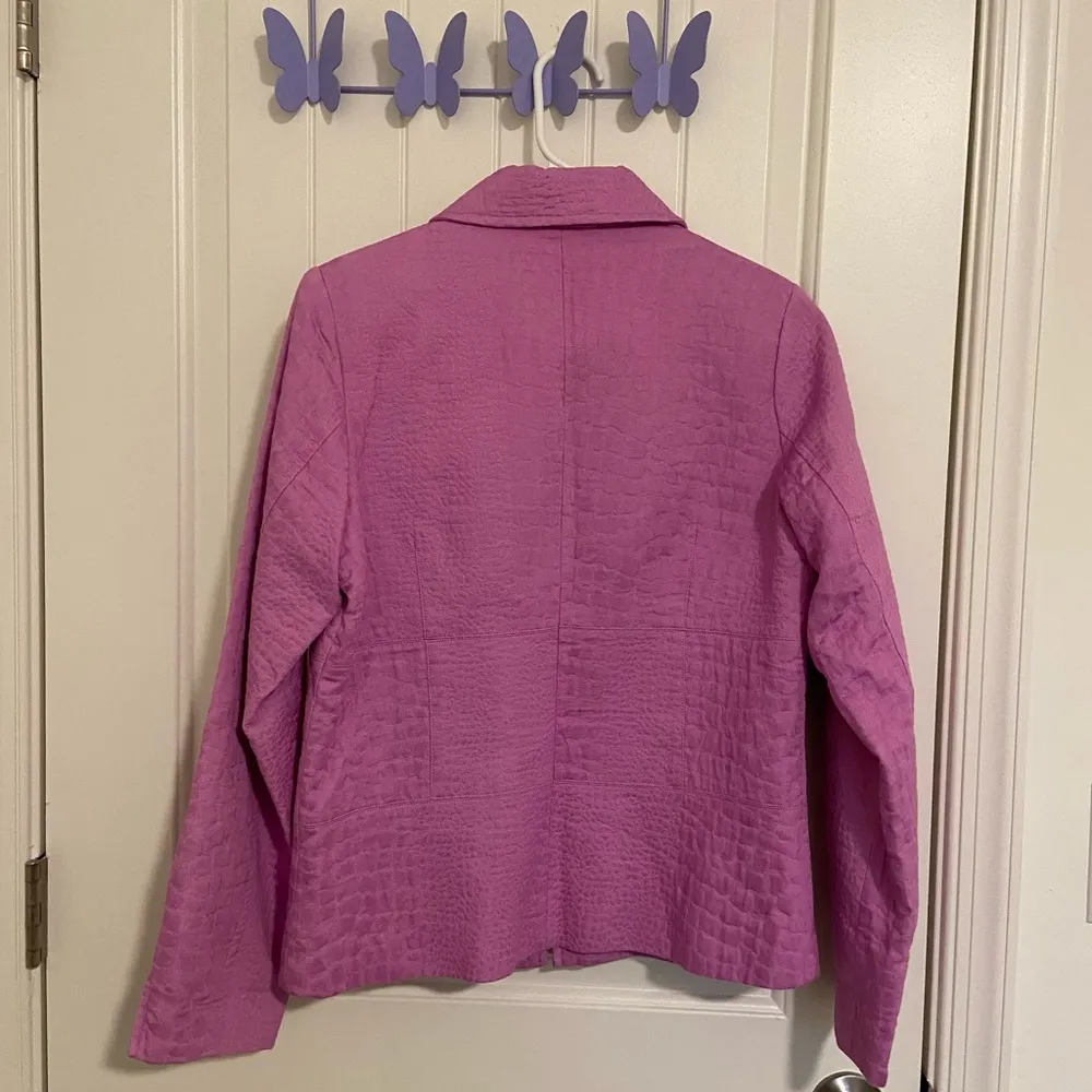 NWOT Dialogue women’s purple textured snake print pattern zip collared jacket XS - Image 5