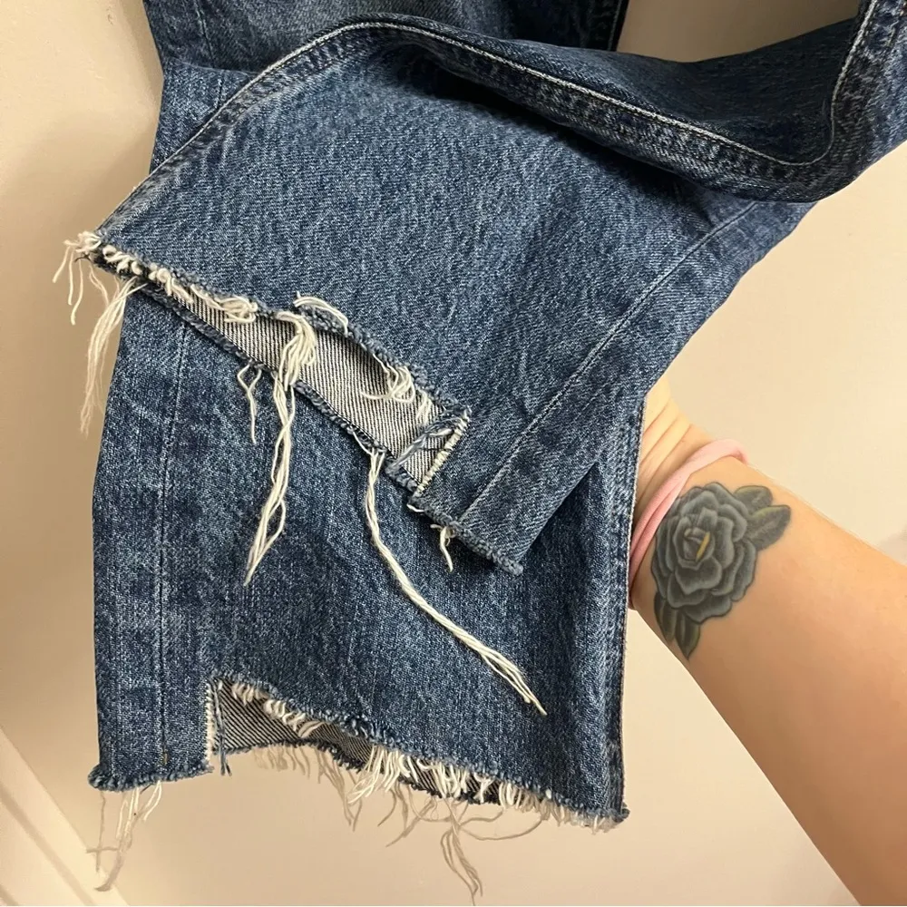 Agolde Riley High Rise Straight Leg Crop Jeans Raw Step Hem Disguise Size 25 - Image 8