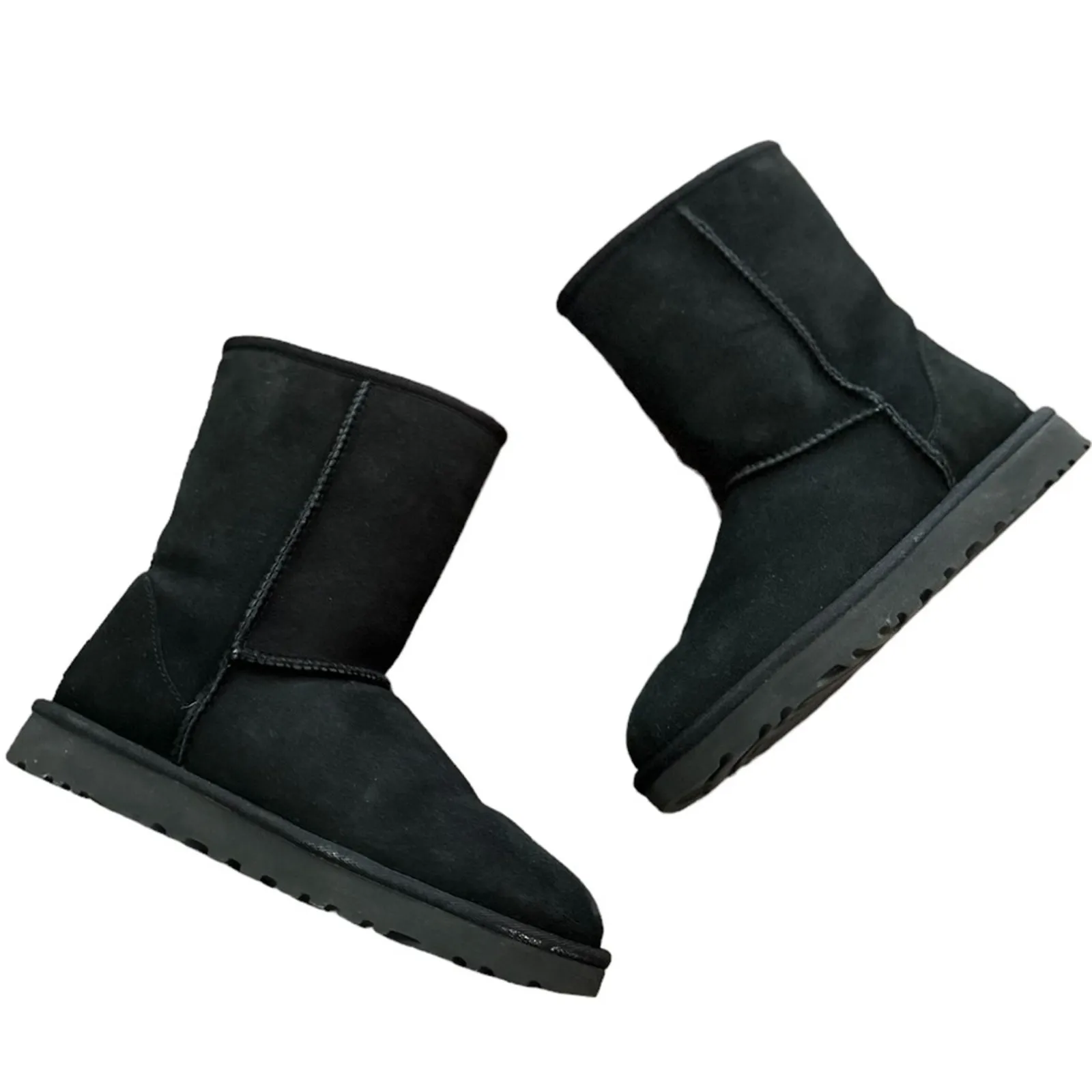 UGG Classic Short II Black Suede Shearling Boots Size 7 - Image 12