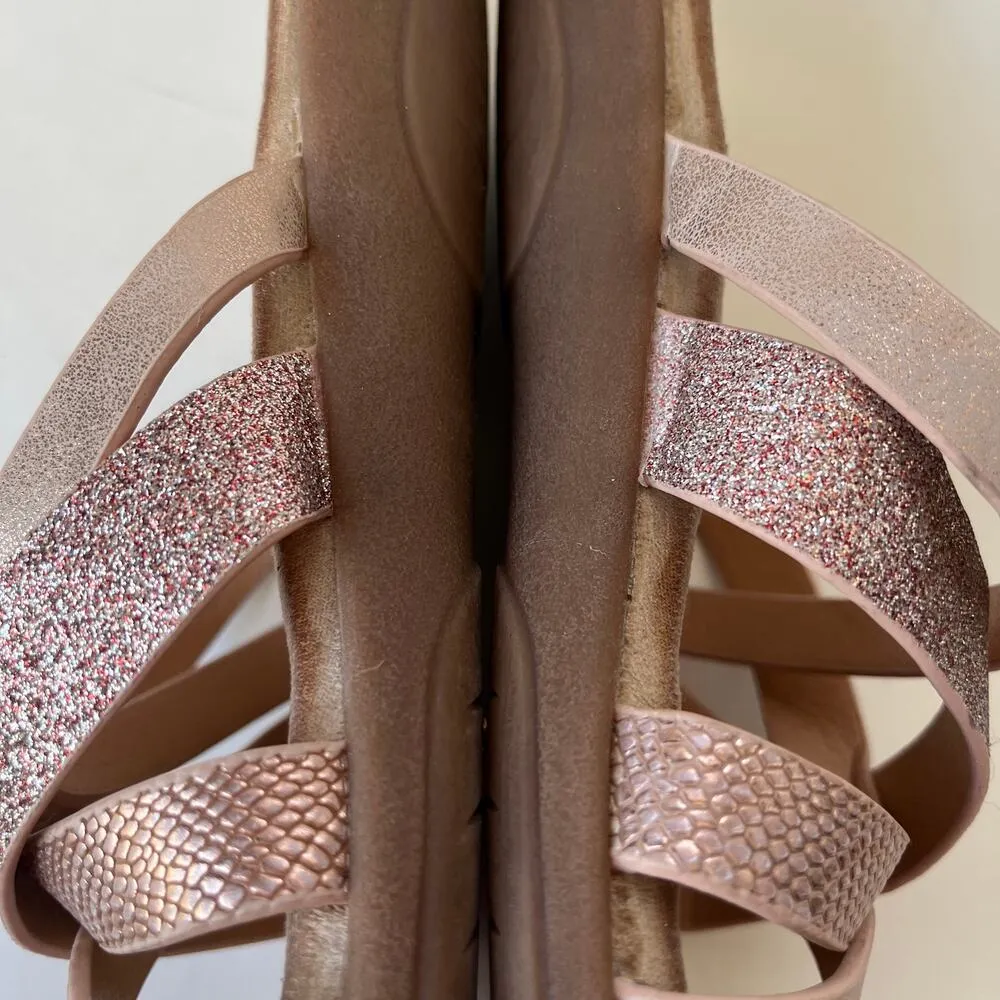 PATRIZIA Adeltt Glitter Sandals Womens Shoes Sz 6.5 Rose Gold Toe Ring Comfort - Image 6
