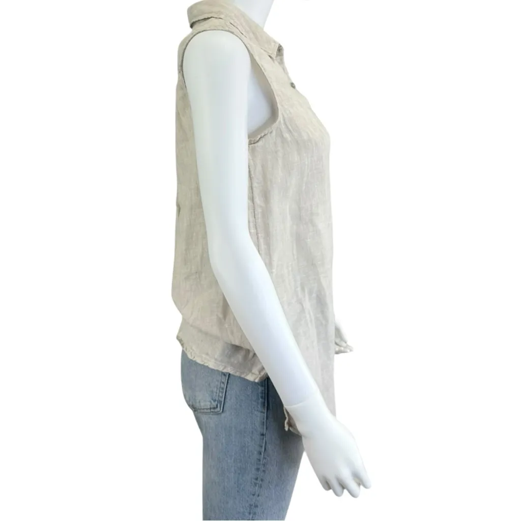 SIGRID OLSEN Beige Linen Button-Down Size S - Image 2