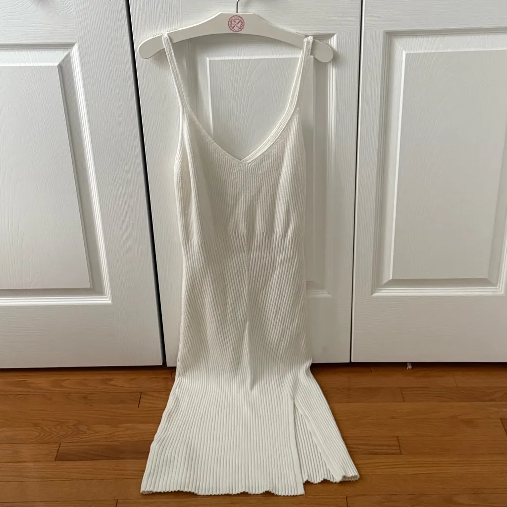 Abercrombie & Fitch White Rib Knit Sleeveless Sweater Dress - Image 2