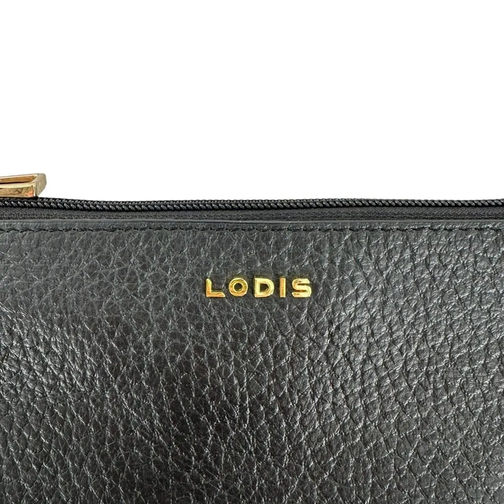 Lodis Black Pebbled Leather Gold Chain Small Shoulder Bag Handbag - Image 4
