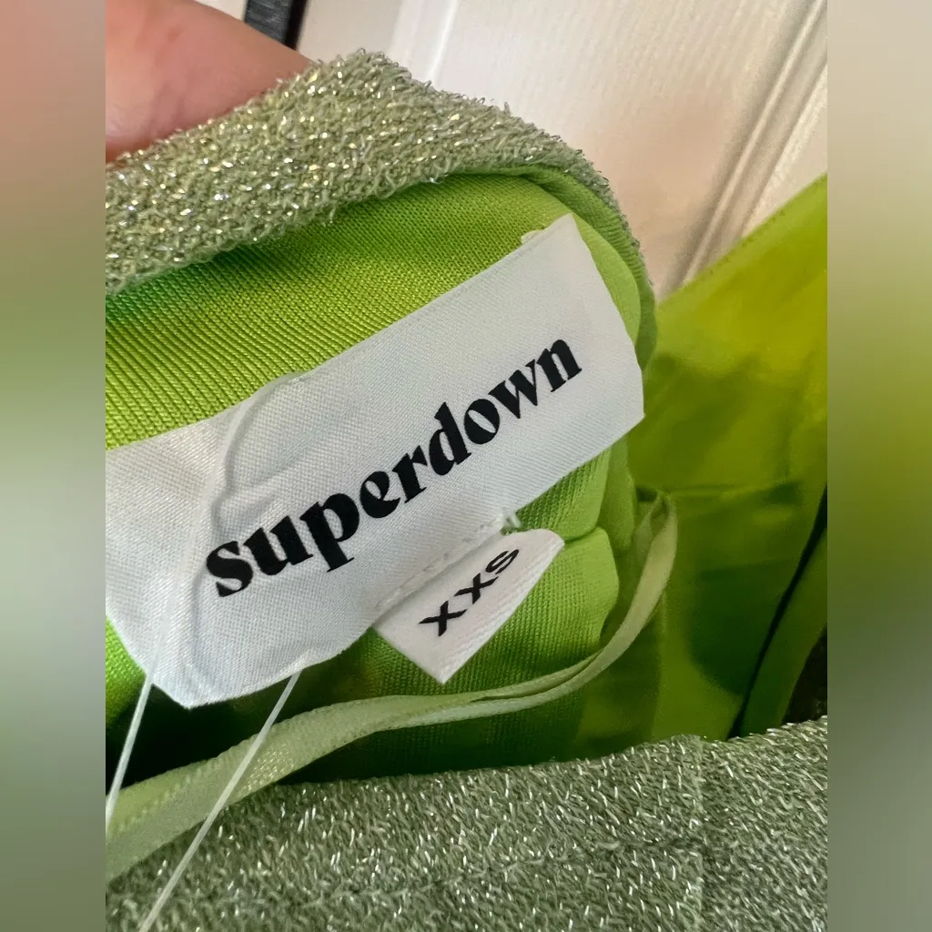 superdown Saffron Cowl Mini Dress in Mint Metallic - Image 9