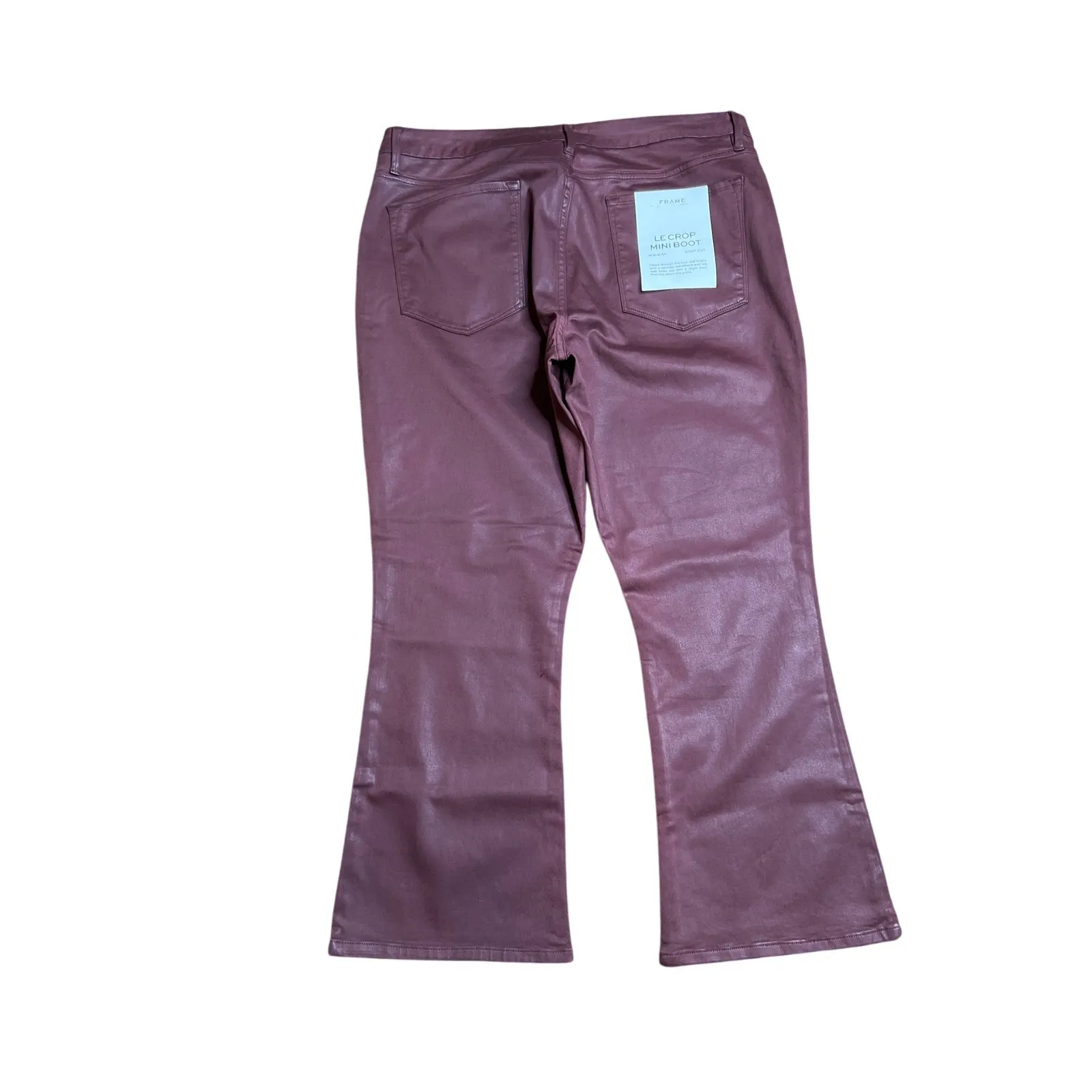 Frame size 34 pants Le Crop Mini Boot zip-fly brown office cocktails dressy - Image 2