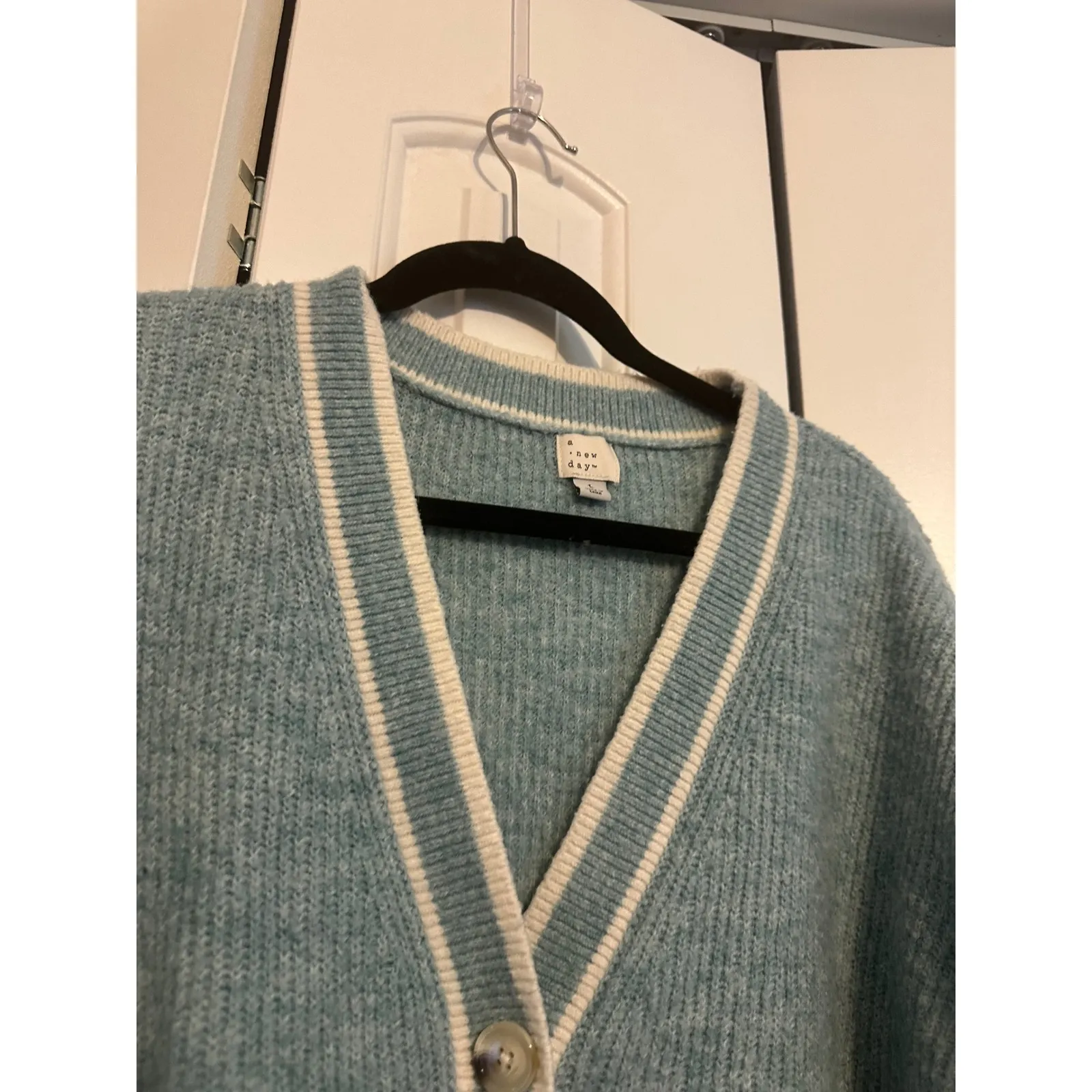 A New Day Women's Light Blue V-Neck Button Front‎ Cardigan Sweater - Image 5