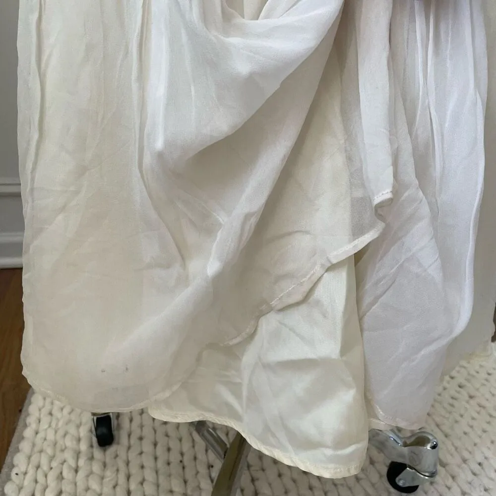 Vintage 50s Emma Domb San Francisco Midi Tea Length Formal Dress Gown Ivory Sequ White - Image 10