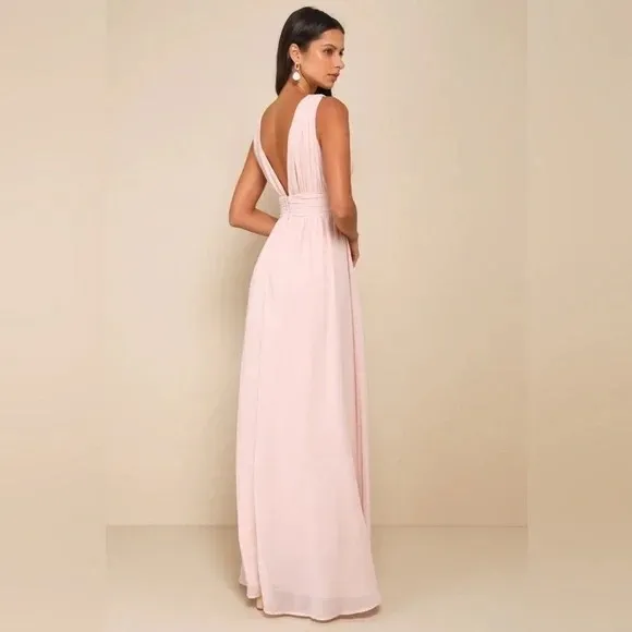 Lulus Heavenly Hues Blush Maxi Dress Size M Tan Size M - Image 8