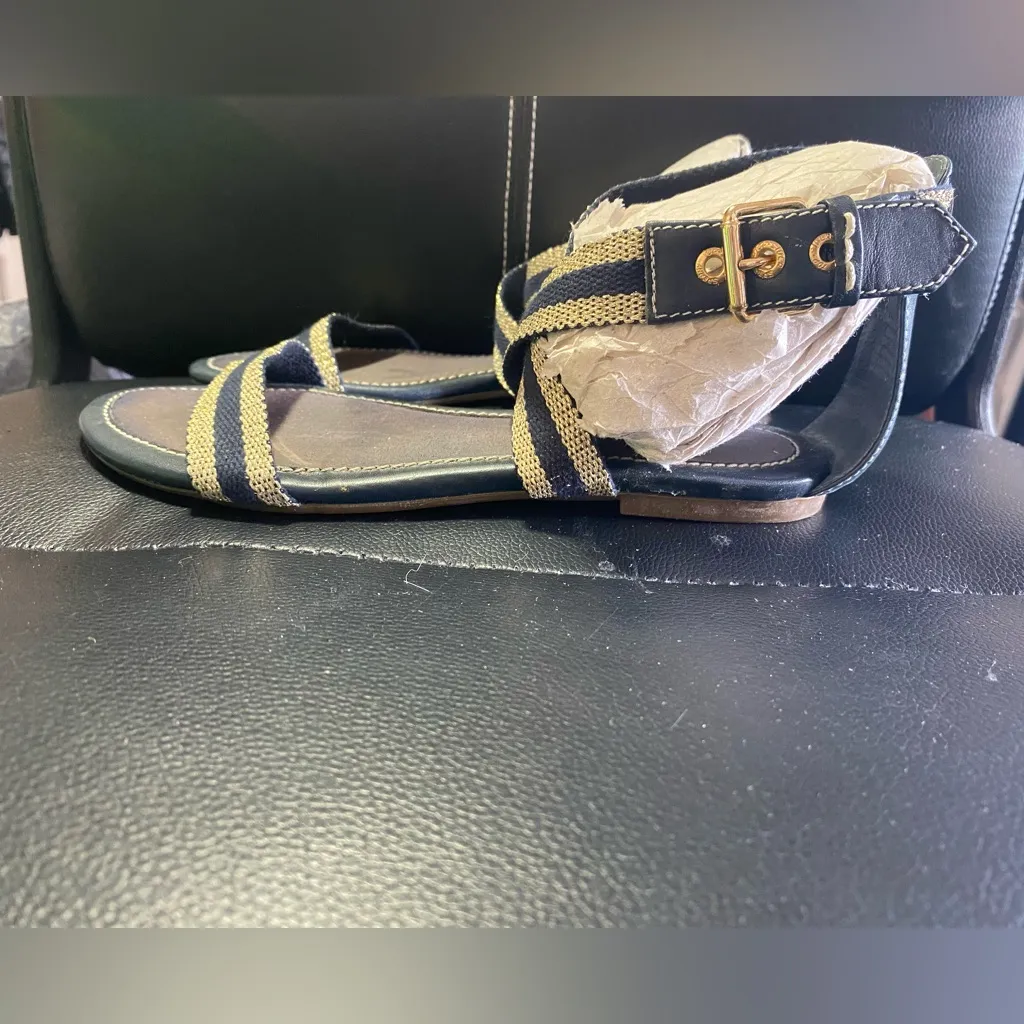 Sperry Stylish Women's Sandals with Straps Navy Blue and Gold Size 7 1/2 - Image 6