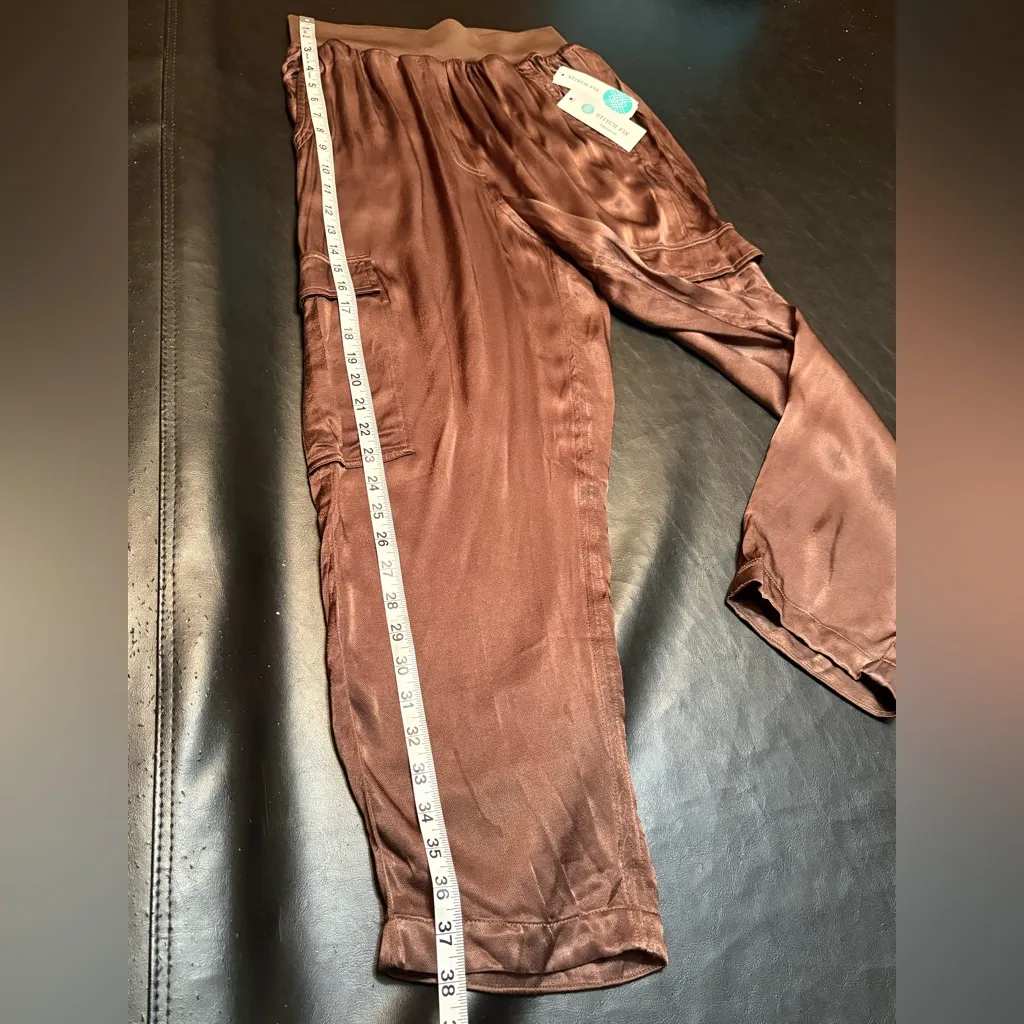 Pistola Rowan High Rise Washed Satin Straight Brown - M Stitchfix Exclusive NWT - Image 14