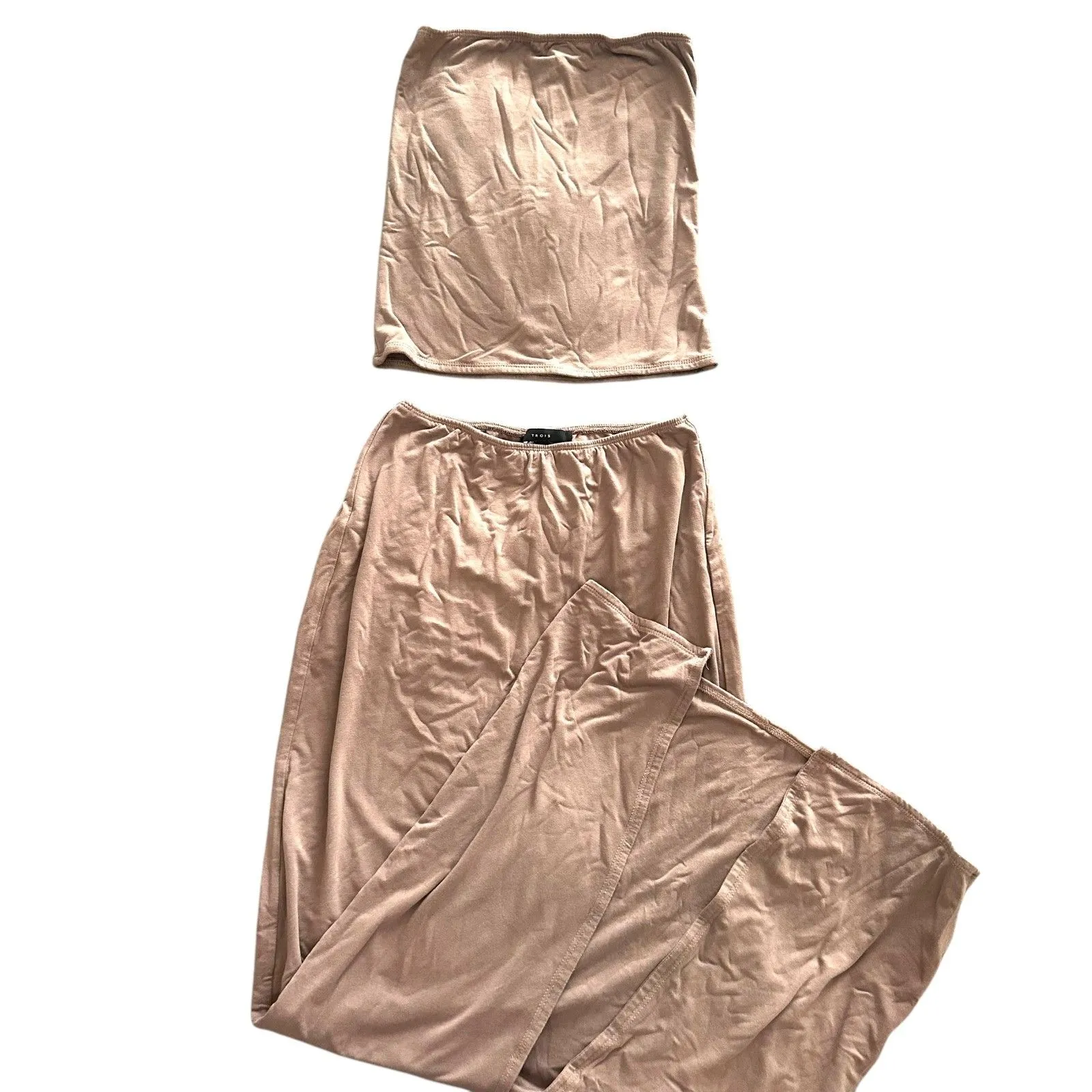 TROIS Kendall Midi Skirt Set Tube Top‎ Brown Sz 0 - Image 2