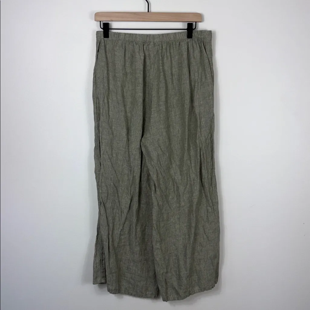 Flax Wide Leg Pants 100% Linen Women’s Size Small Sage Green Lagenlook - Image 7