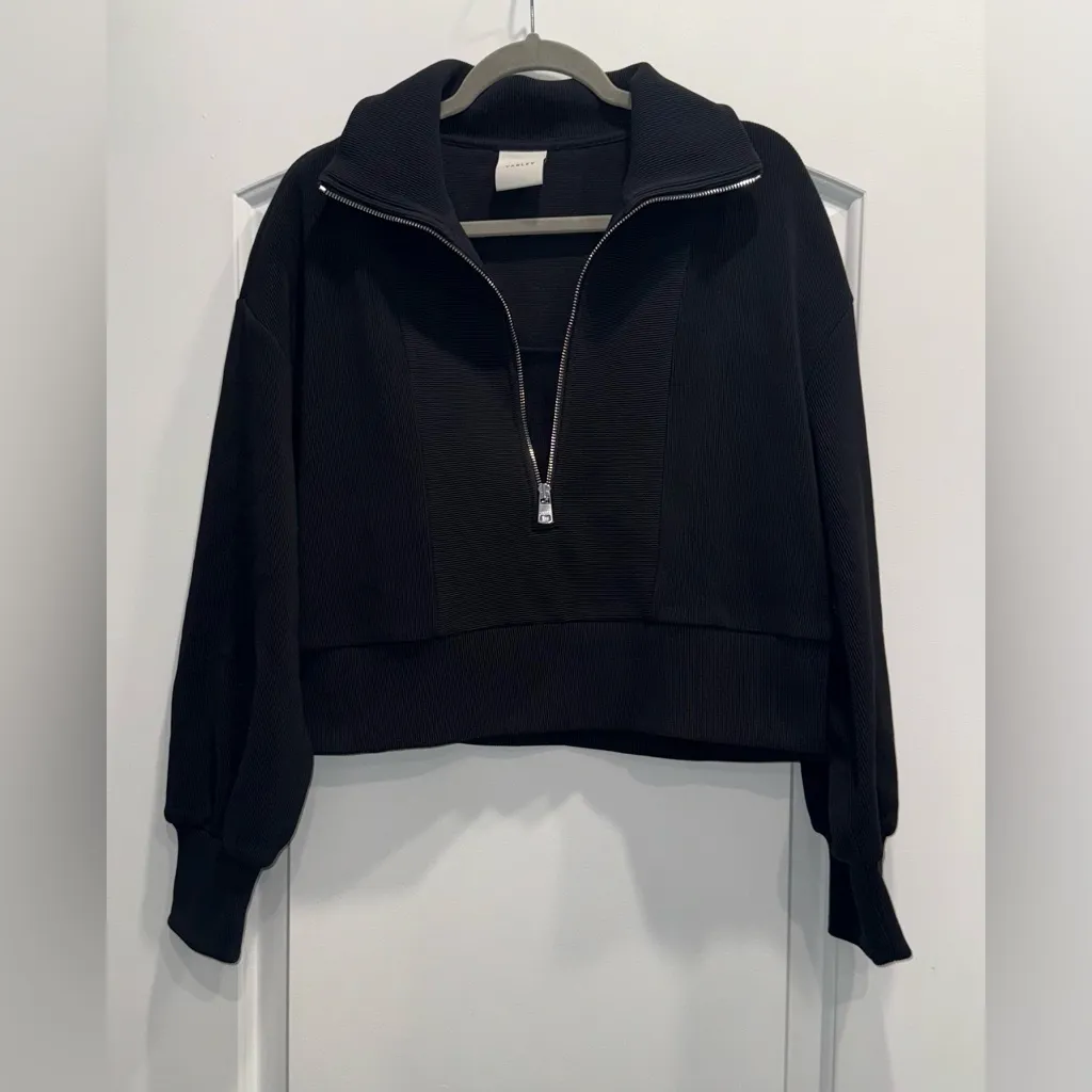 Varley Ramona Black Ottoman style Half Zip Sweater Size Medium - Image 2