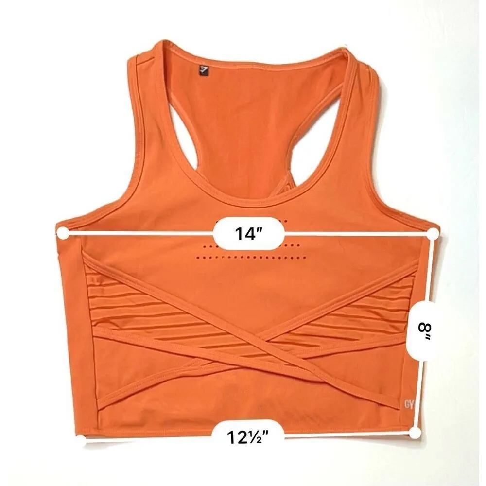 GymShark‎ Athletic Orange Sleeveless Moisture Wicking Top Cropped Top sz S/M - Image 4