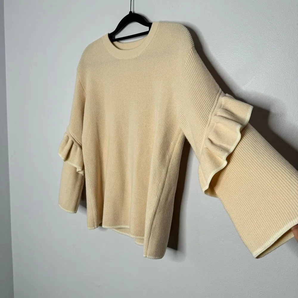 Tory Burch Ashley Ruffled Bell Sleeves Pullover Sweater Size S - Image 3