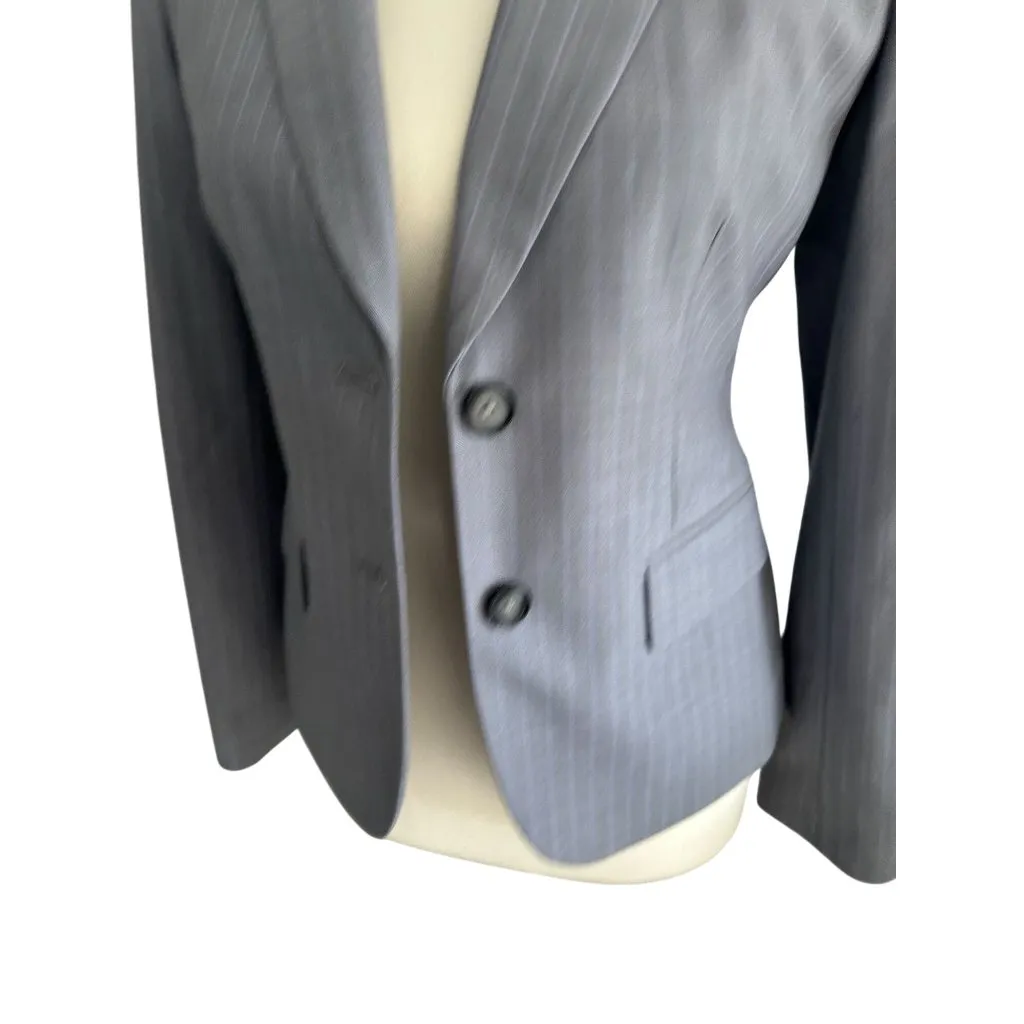 BANANA REPUBLIC Gray Pinstriped Blazer Jacket Size 2P - Image 4