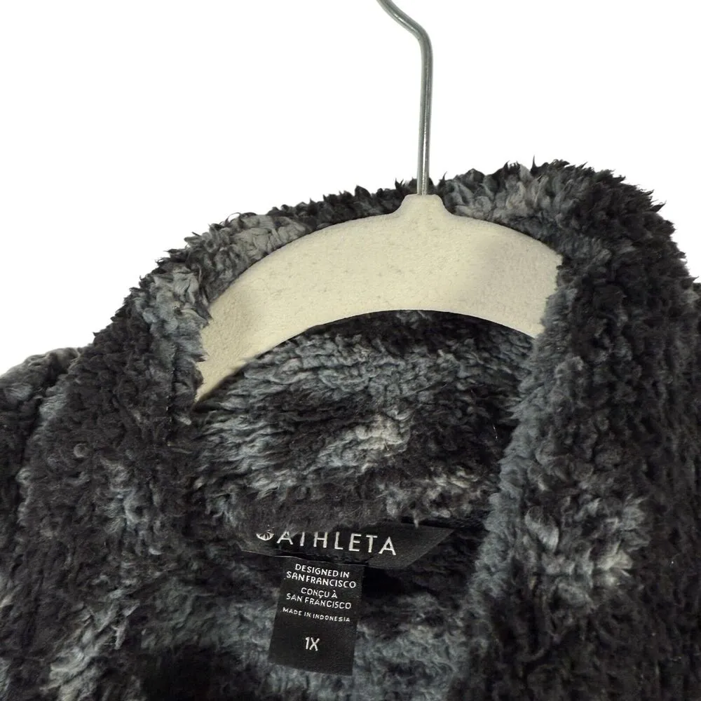 Athleta Tugga Sherpa Jacket Full Zip Fog Camp Black Camo Womens Plus Size 1x - Image 5