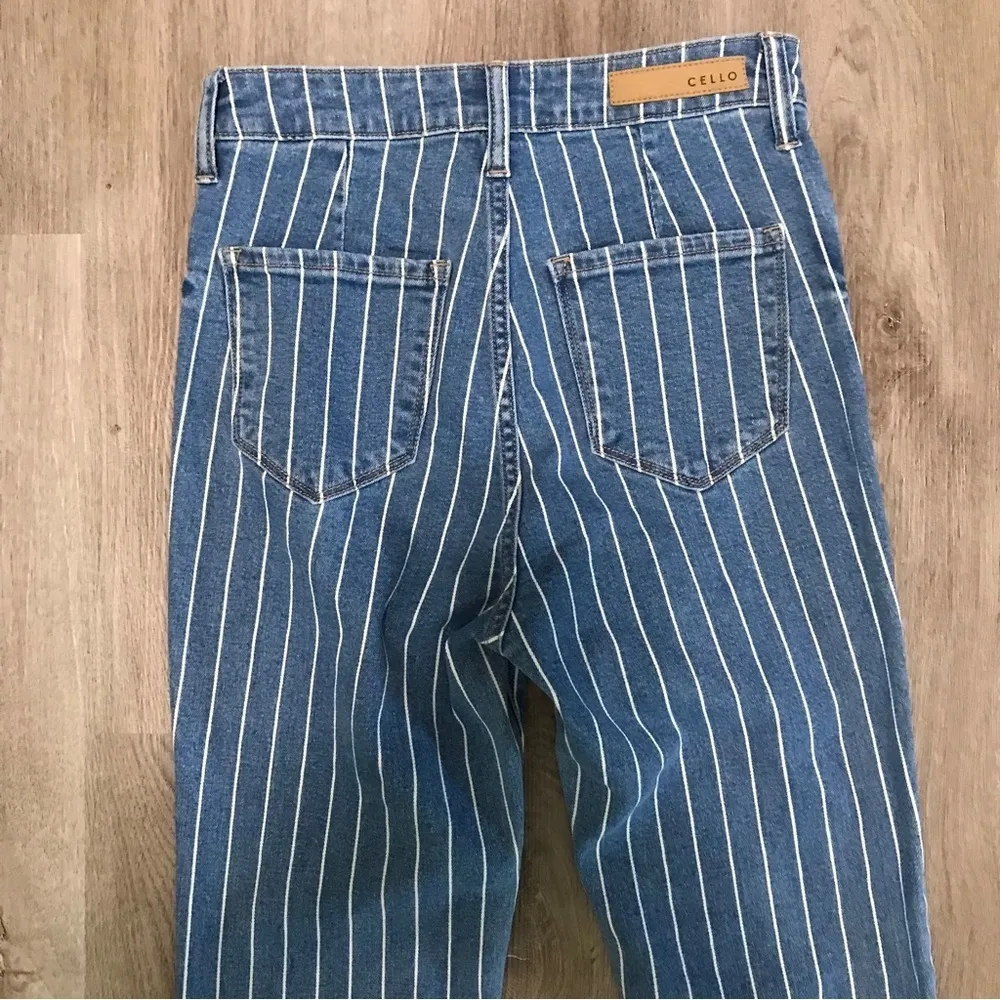 Cello Bell Bottom Jeans Flare Blue White Stripe Size 3 Denim - Image 5