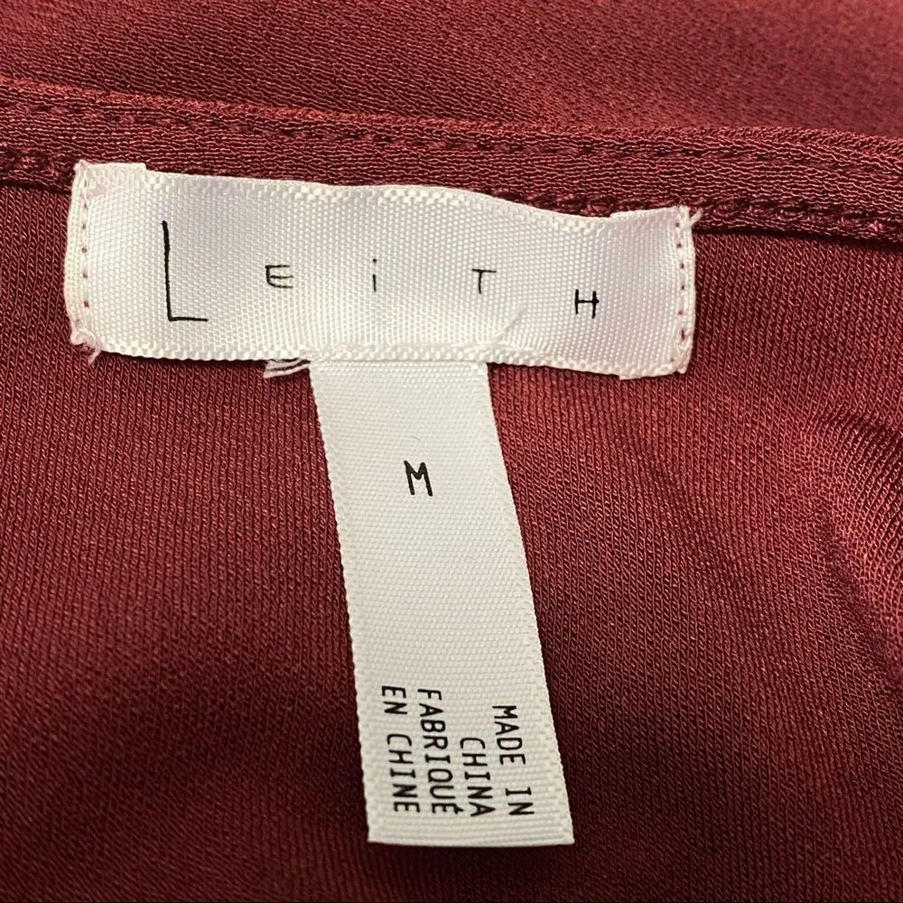 Anthropologie LEITH Maroon Faux Wrap Medium Dress - Image 3