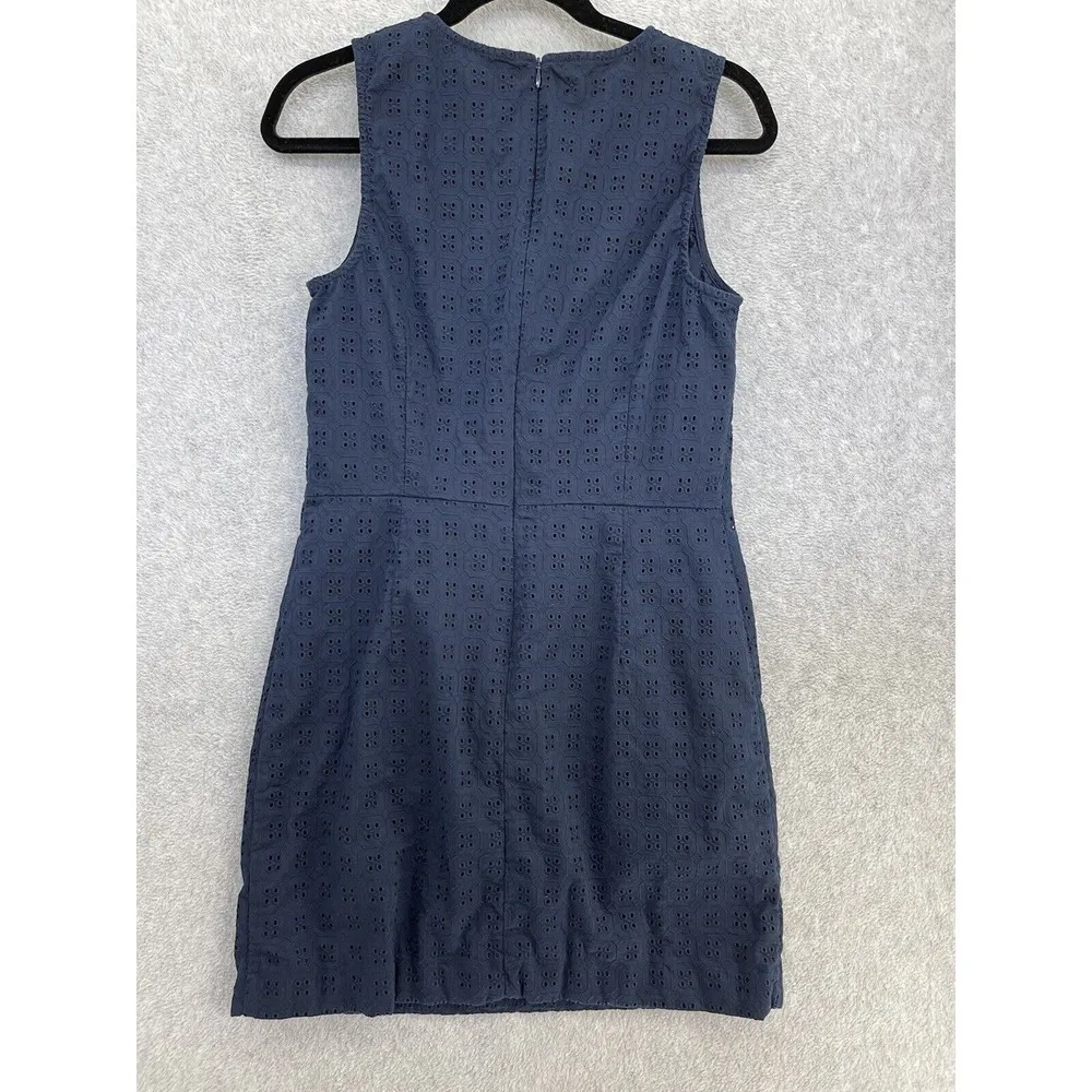 Banana Republic Women's Navy Blue Sleeveless Dress Eyelet Lined Size 10 Cotton - Image 2