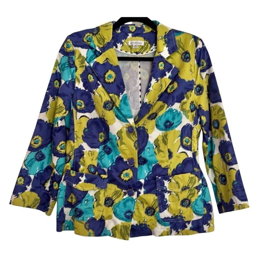 Joan Rivers vibrant floral three button blazer size 12 - Image 2