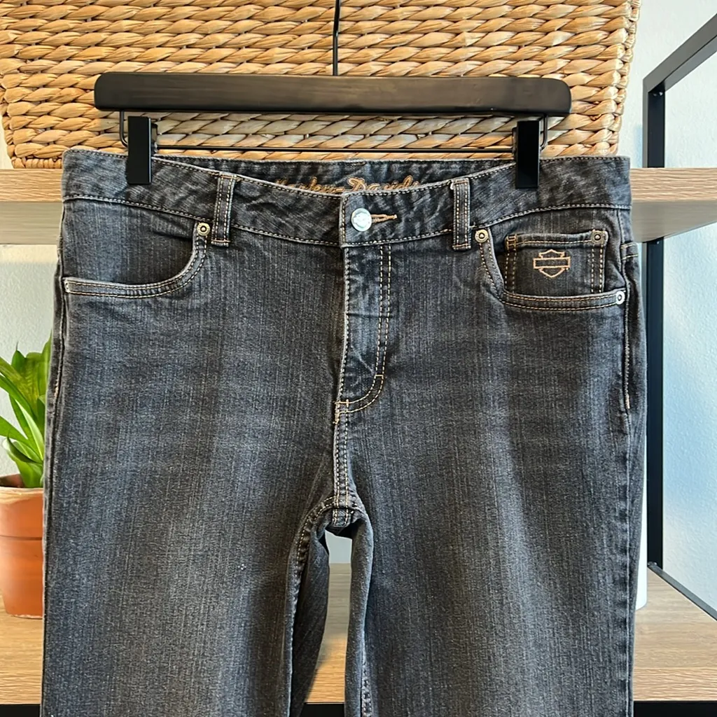 Harley Davidson Mid-Rise Gray Bootcut Jeans, 10 Long - Image 2