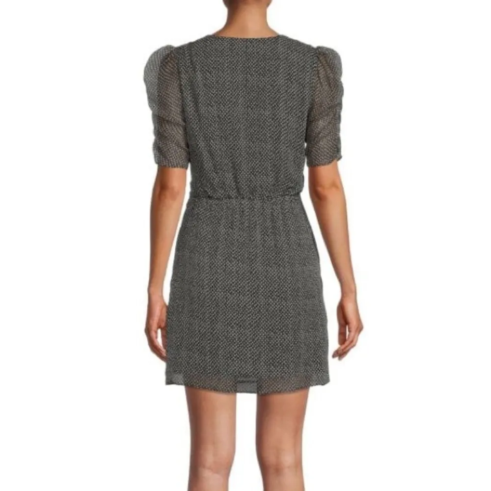 BAILEY 44 Black Star Print Faux Wrap Mini Dress - Image 4