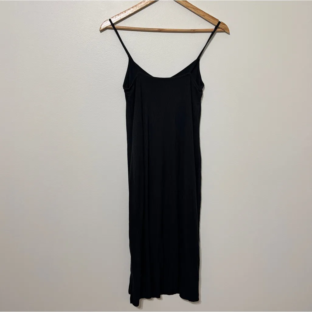 Abercrombie & Fitch Ribbed Midi Dress Size Small Black Slit - Image 6