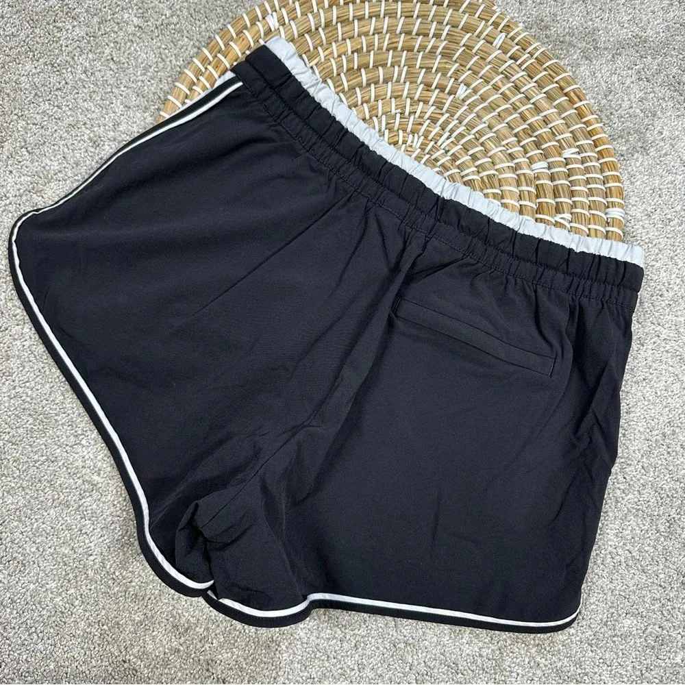 Athleta Colorblocked Brooklyn Shorts Mid Rise Drawstring Black White Size 0 - Image 5