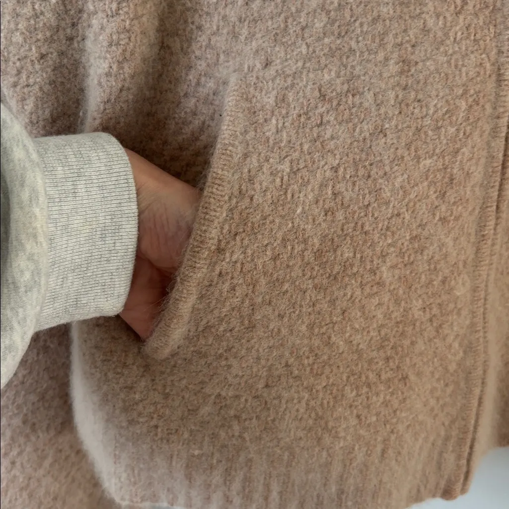 360 Cashmere Sweater Wool Zipper Cardigan Beige Sz Small Grandpacore Neutral - Image 9