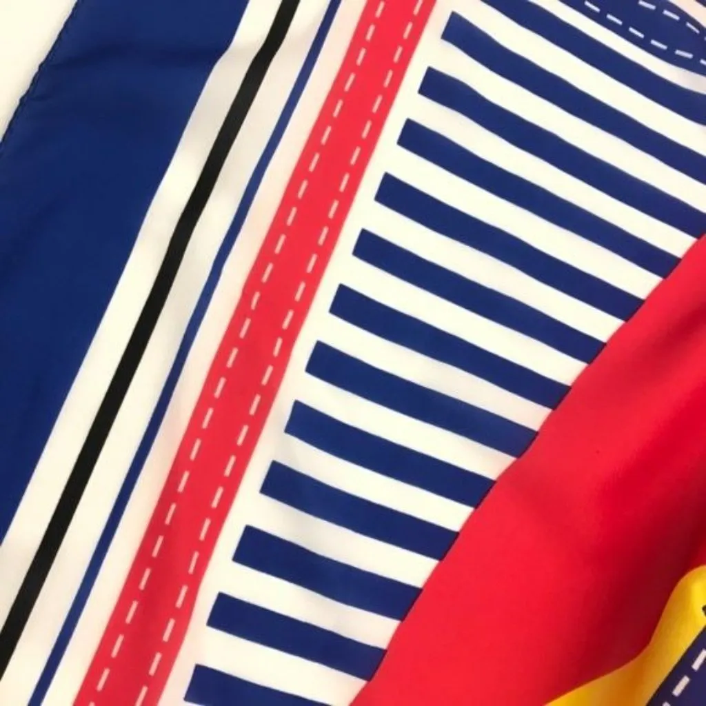 Vintage Abstract Print Scarf Bold‎ Funky Red Blue - Image 5