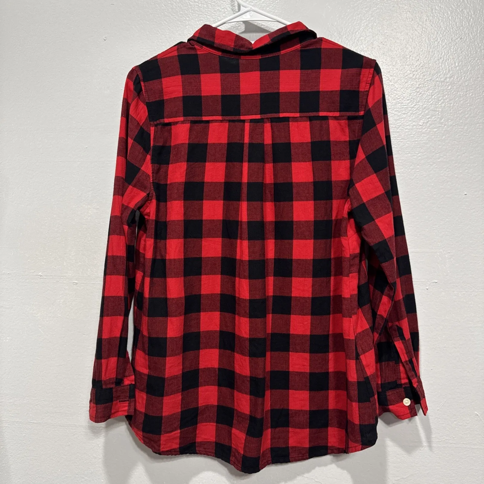 Old Navy Maternity Top Womens S/P Buffalo Plaid Flannel Henley Relax Fit Shirt - Image 3