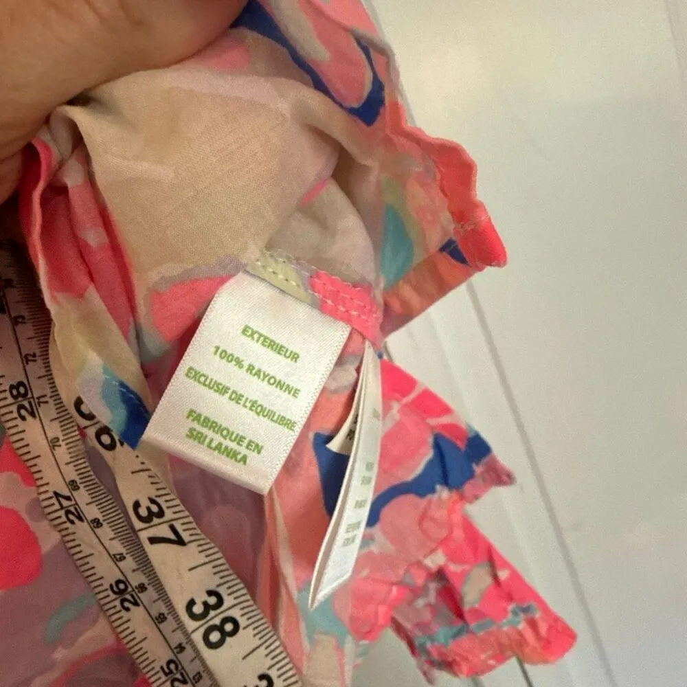 Lilly Pulitzer pink willa floral long sleeve cotton top M - Image 5