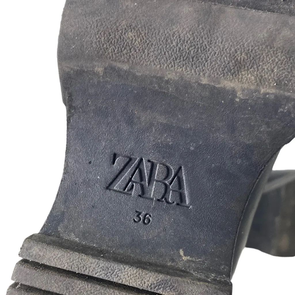 Zara Chunky Front Zipper Black Boots - Image 4