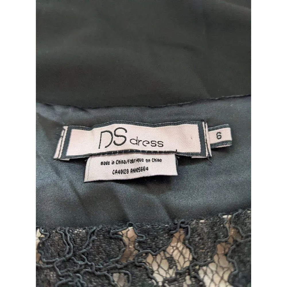 DS Dress Black Tan Cocktail Dress Size 6 Wedding Guest Dress Black Lace Dress - Image 5