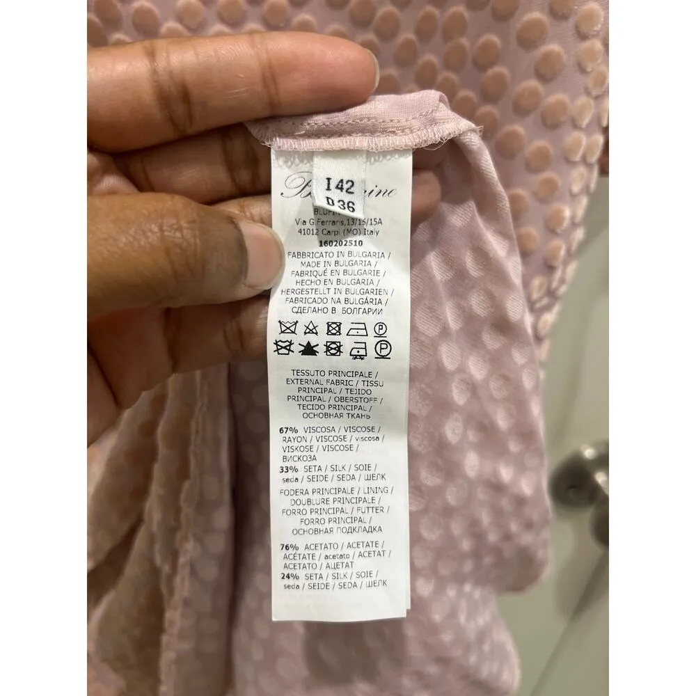 Blumarine Blush Pink Polka Dot Sheer Tiered Skirt Dress Sz 42 - Image 4