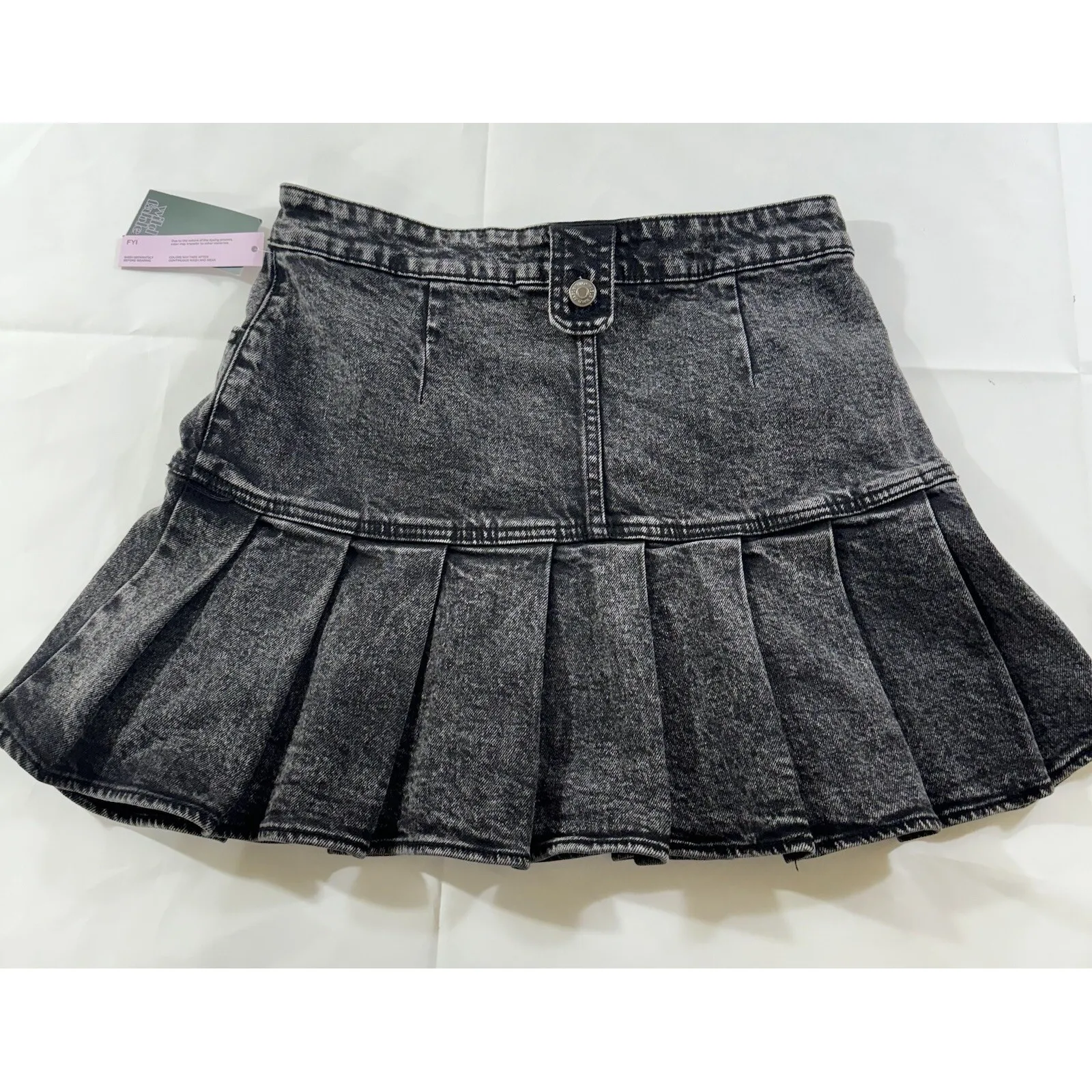 NWT Y2K Wild Fable Women's Sz 4 High Rise Pleated Denim micro Mini Skirt DEADSTO - Image 3