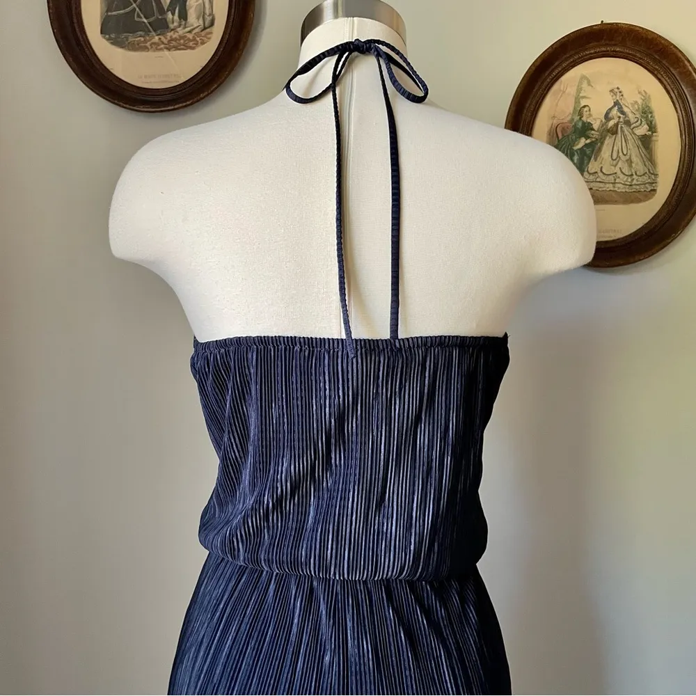 Navy micro pleated jumpsuit with halter top - 19 Cooper - Image 5
