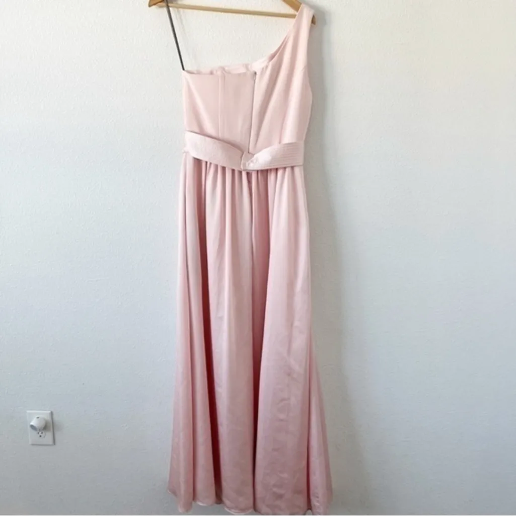White by Vera Wang Charmeuse One Shoulder Bridesmaid Dress in Blush Pink Size 6 - Image 3